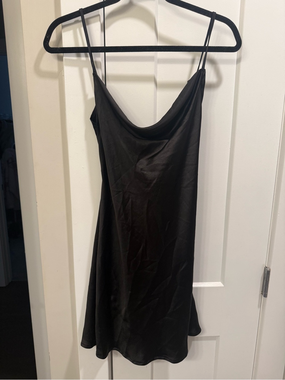 Urban Outfitters Black Satin Cowl Slip Dress